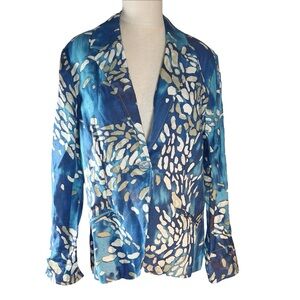 Coldwater Creek Linen Blend Blue Ocean Women's Blazer
Sz PM EUC Nautical Aquatic